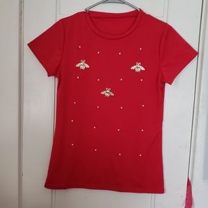 EVERYTHING ON SALE ❣️❣️ Red bumblebee decor shirt